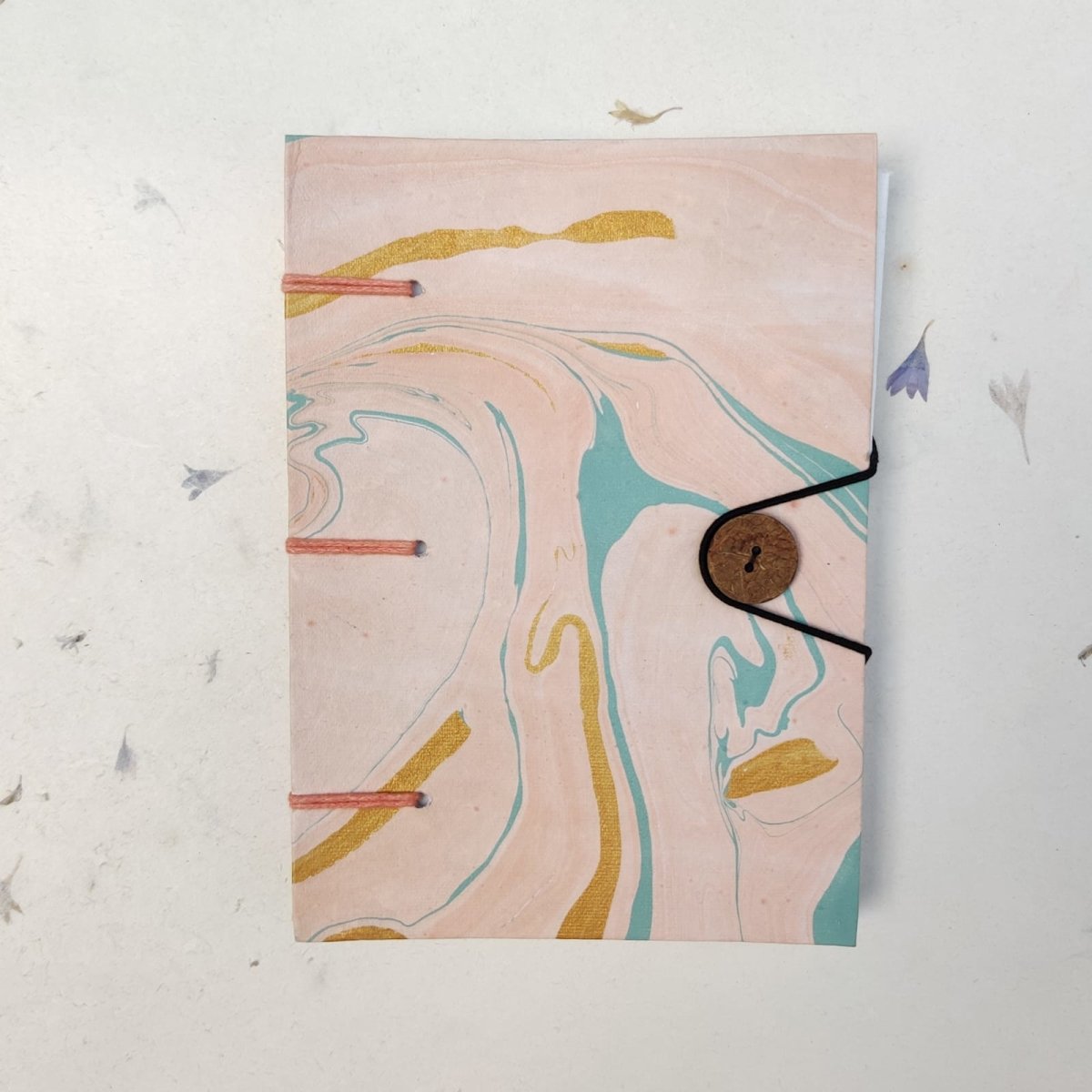 Handmade Paper Multilayer Notebook | Peach Marble | Verified Sustainable by Brown Living™