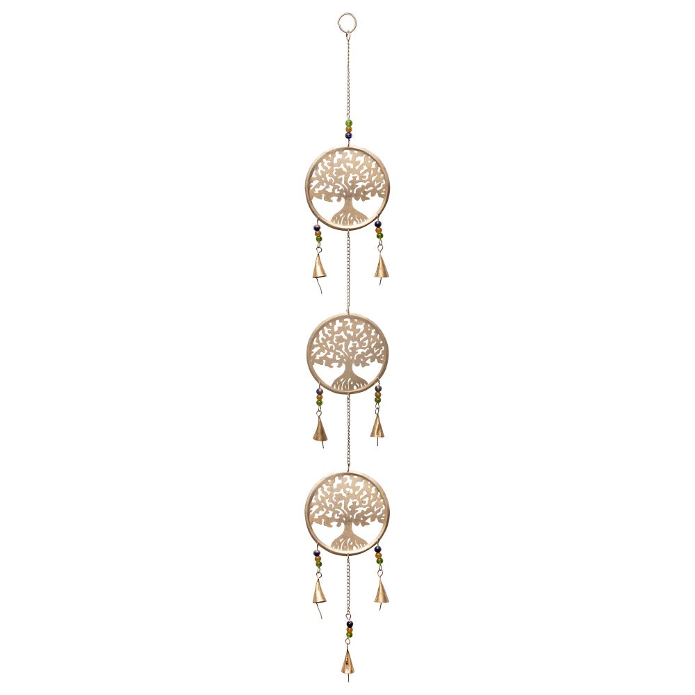 Handmade Three Step Brass Bell with Tree of Life Design | Verified Sustainable by Brown Living™