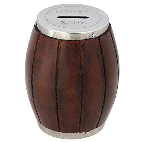 Buy Handmade Wooden Barrel Piggy Bank | Coin Box | Brass Decor (5.25 Inches) | Shop Verified Sustainable Piggy Banks & Money Jars on Brown Living™