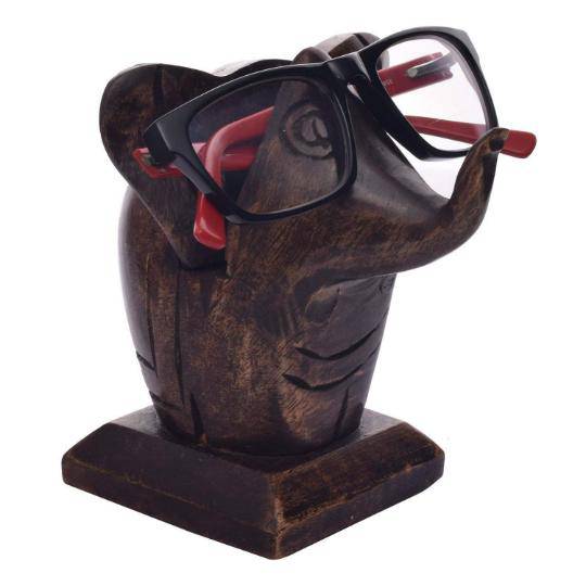 Elephant Lovers Wooden Spectacle Holder | Table Organiser – Table Decor on Brown Living™. SKU: 1049415. Img 1.