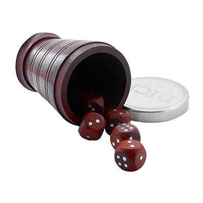 Handcrafted Set of 5 Wooden Gaming Dice with Storage Cup and Brass LID – Learning & Educational Toys on Brown Living™. SKU: 1061. Img 5.