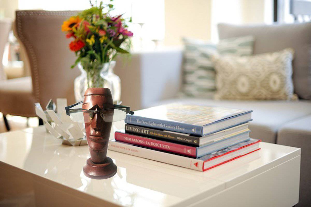 Handmade Wooden Nose Shaped Spectacle Eyeglass Stand - 7 Inch – Table Decor on Brown Living™. SKU: 1153. Img 3.