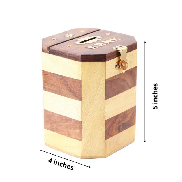Handmade Wooden Piggy Bank for Kids and Adults with Vintage Design – Piggy Banks & Money Jars on Brown Living™. SKU: 1301. Img 7.