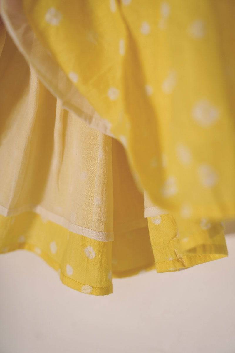 Head Over Heels' One Shoulder Bandhani Girls Dress In Yellow | Verified Sustainable by Brown Living™