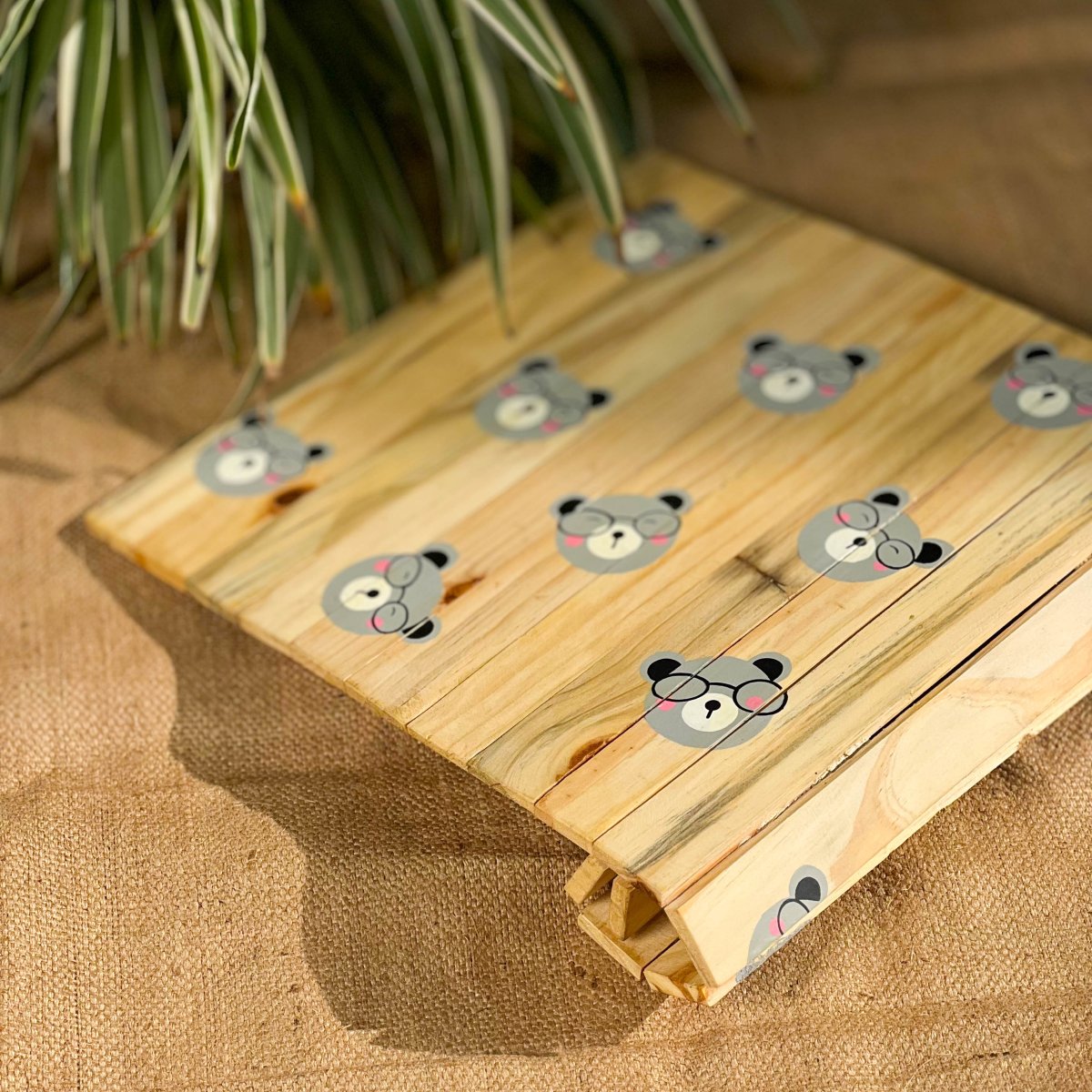 Healthy Bear Kids Place Mat | Multipurpose | Foldable | Stain - Proof | Natural Reclaimed Wood | Verified Sustainable by Brown Living™