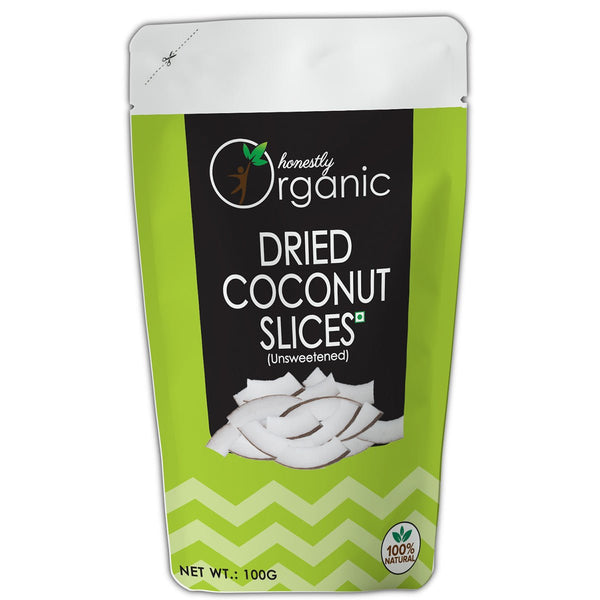 Buy Honestly Organic Dried Coconut Slices - 100g | Shop Verified Sustainable Healthy Snacks on Brown Living™
