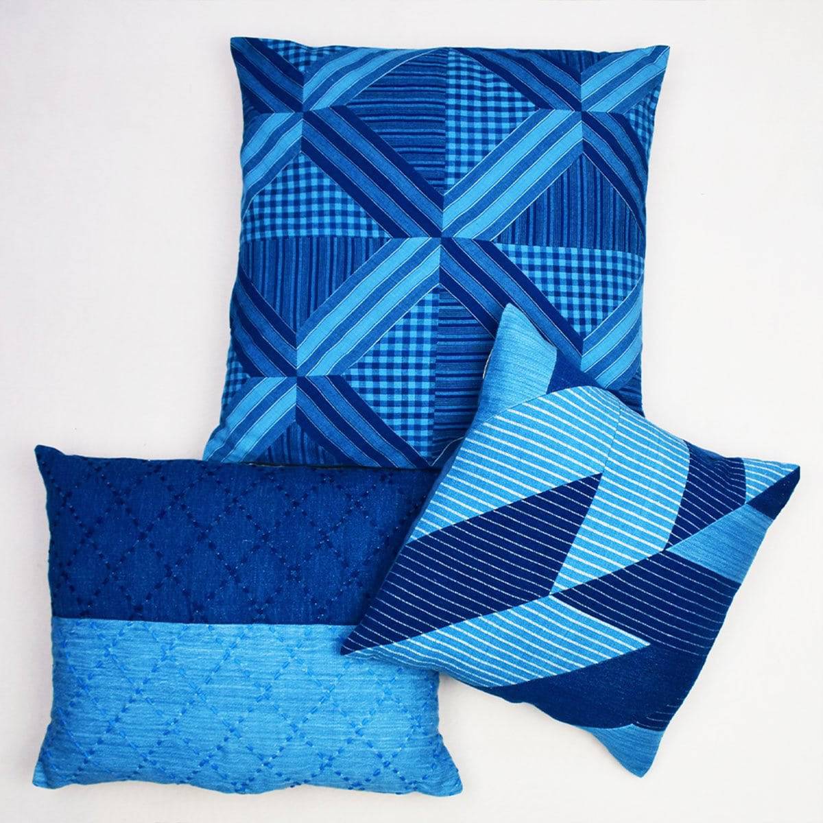 Indigo Applique Cushion Cover – Covers & Inserts by Sonica Sarna available on Brown Living™. 16x16 . SKU: 274 - 14190 - SSD - 208. Img 4.
