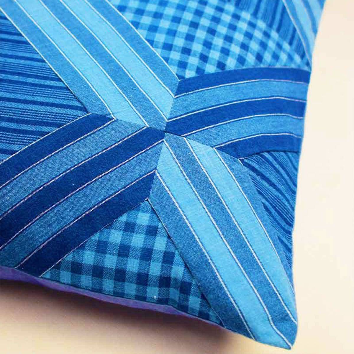 Indigo Applique Cushion Cover – Covers & Inserts by Sonica Sarna available on Brown Living™. 16x16 . SKU: 274 - 14190 - SSD - 208. Img 3.