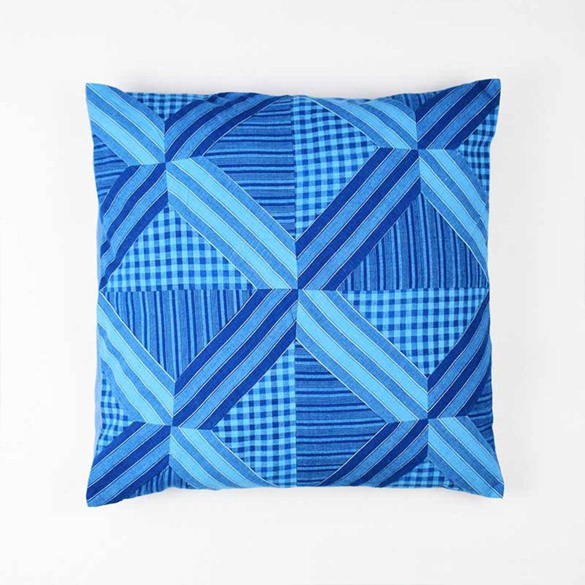 Indigo Applique Cushion Cover – Covers & Inserts by Sonica Sarna available on Brown Living™. 16x16 . SKU: 274 - 14190 - SSD - 208. Img 1.