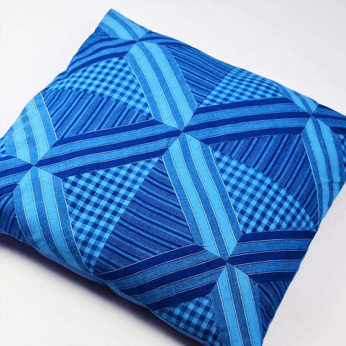 Indigo Applique Cushion Cover – Covers & Inserts by Sonica Sarna available on Brown Living™. 16x16 . SKU: 274 - 14190 - SSD - 208. Img 2.
