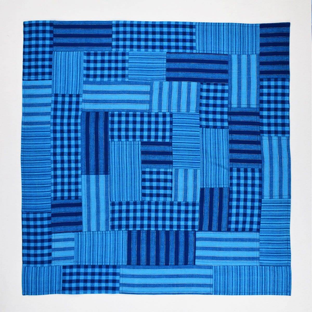 Indigo Bojagi Scarf & Gift Wrap Fabric – Gift Wrapping by Sonica Sarna available on Brown Living™. 26x26 . SKU: 274 - 14182 - SSD 216. Img 2.