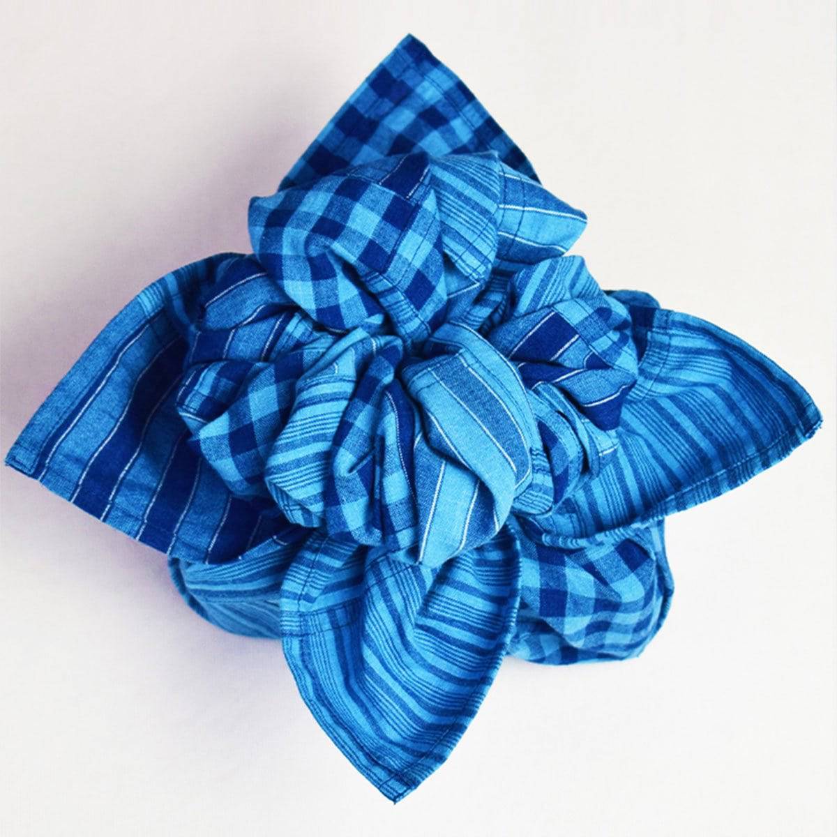 Indigo Bojagi Scarf & Gift Wrap Fabric – Gift Wrapping by Sonica Sarna available on Brown Living™. 26x26 . SKU: 274 - 14182 - SSD 216. Img 3.