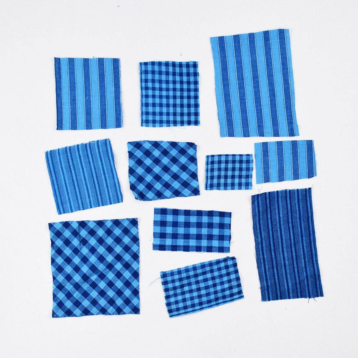 Indigo Bojagi Scarf & Gift Wrap Fabric – Gift Wrapping by Sonica Sarna available on Brown Living™. 26x26 . SKU: 274 - 14182 - SSD 216. Img 5.