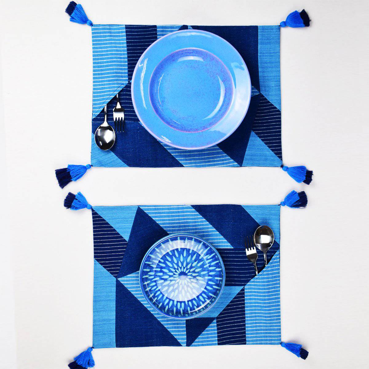 Indigo Geometry Table Mats – Kitchen Linens by Sonica Sarna available on Brown Living™. Set of 2 . SKU: 274 - 14178 - SSD - 209. Img 5.