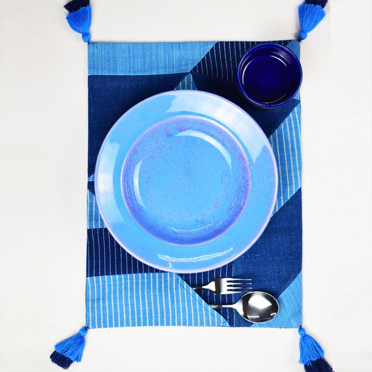 Indigo Geometry Table Mats – Kitchen Linens by Sonica Sarna available on Brown Living™. Set of 2 . SKU: 274 - 14178 - SSD - 209. Img 4.