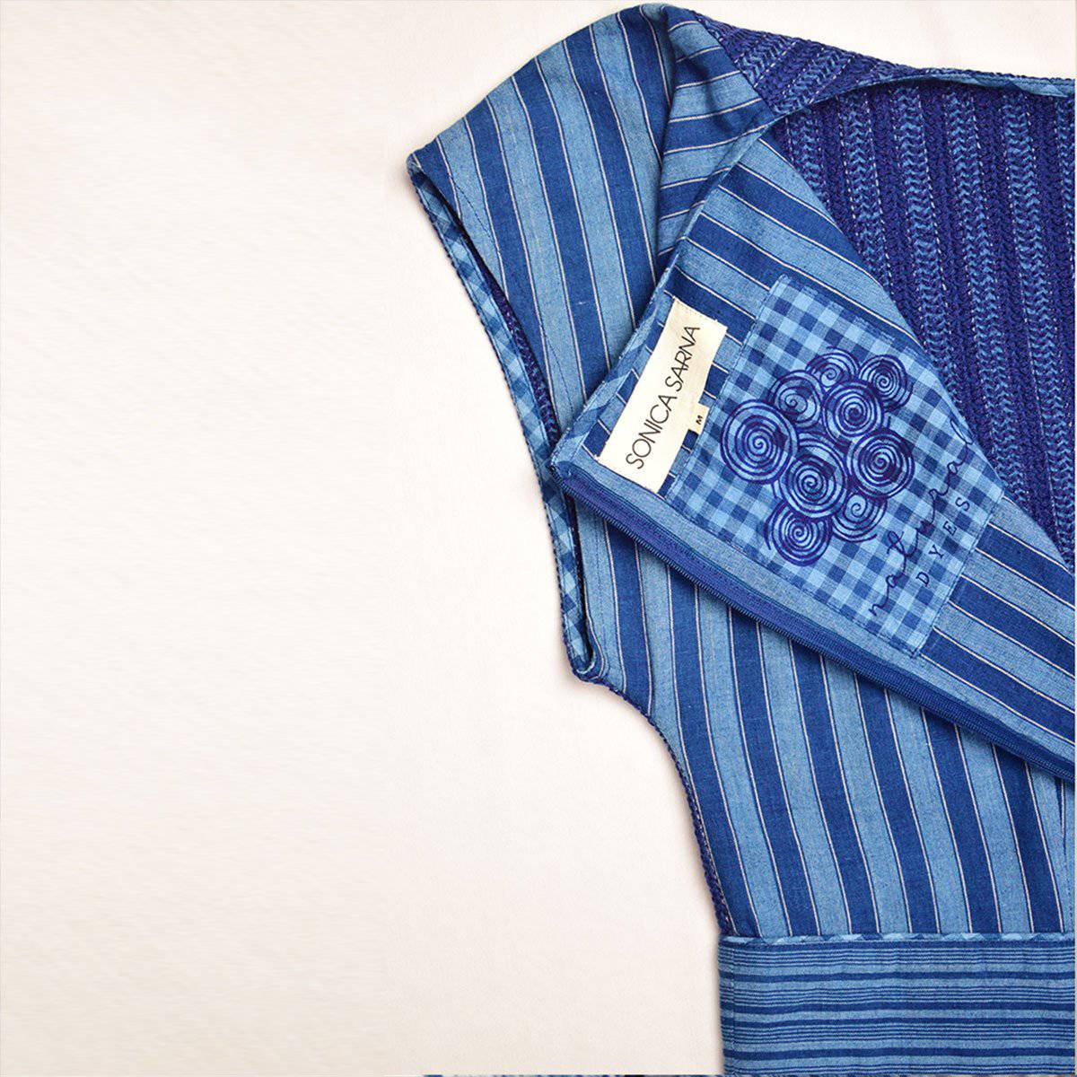 Indigo Handloom Embroidered Dress – Womens Dress by Sonica Sarna available on Brown Living™. XS . SKU: 274 - 14221 - SSD - 154. Img 3.