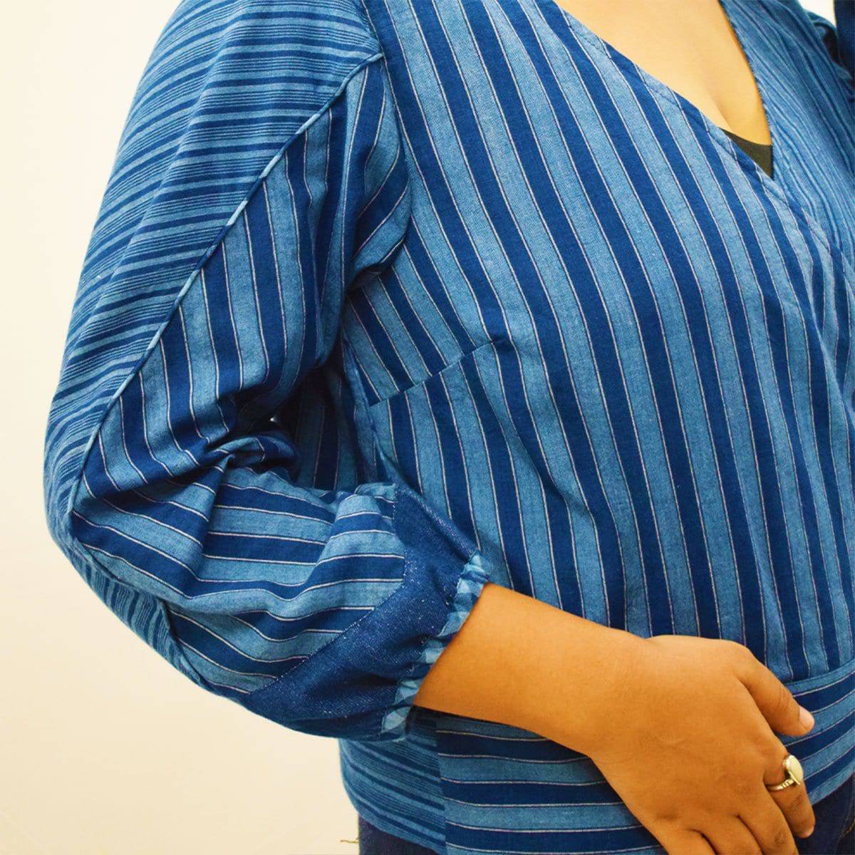 Indigo Handloom Wrap Top – Womens Top by Sonica Sarna available on Brown Living™. XS . SKU: 274 - 14243 - SSD - 156. Img 2.