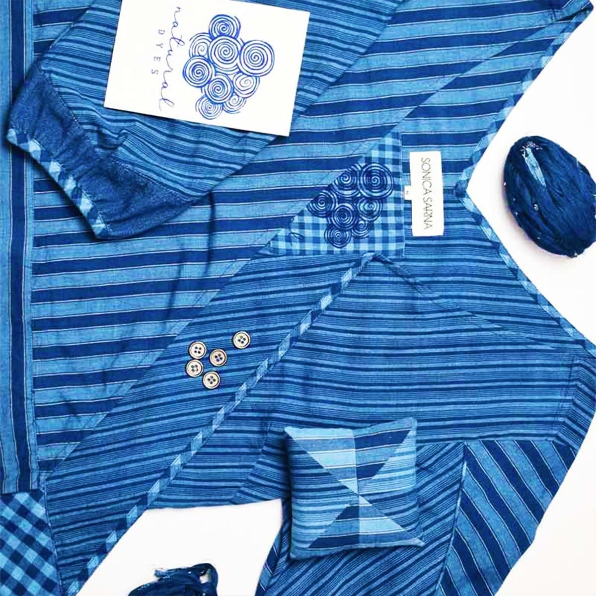 Indigo Handloom Wrap Top – Womens Top by Sonica Sarna available on Brown Living™. XS . SKU: 274 - 14243 - SSD - 156. Img 4.