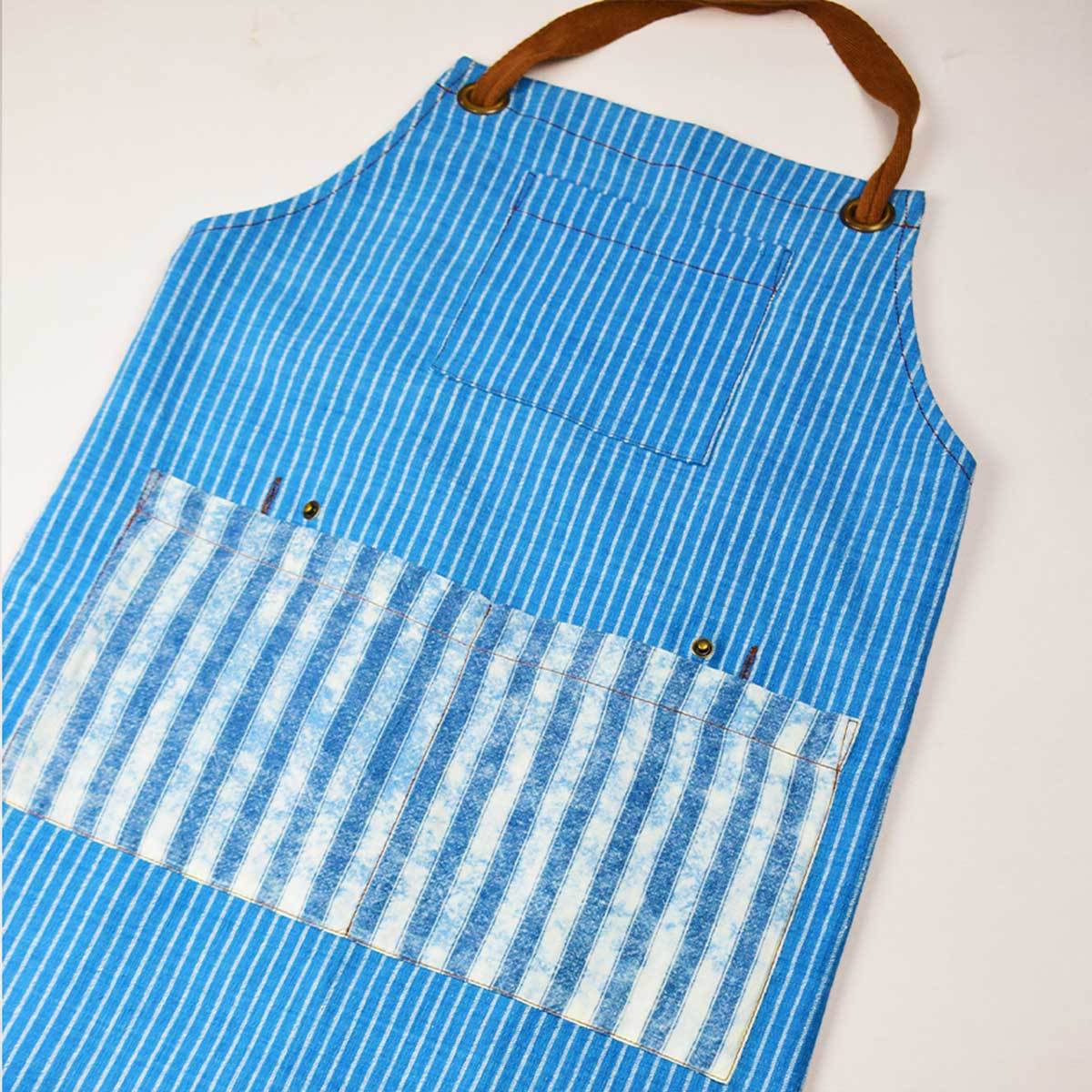 Indigo Unisex Apron Light + Detachable Pouch – Kitchen Linens by Sonica Sarna available on Brown Living™. 27 x 32 . SKU: 274 - 14168 - SSD - 212. Img 5.