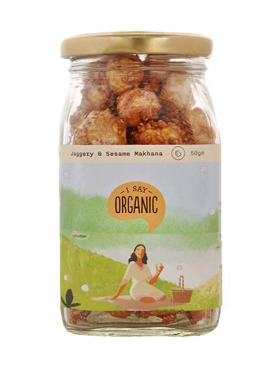 Buy Jaggery with Sesame Makhana/Foxnuts - 50g | Shop Verified Sustainable Healthy Snacks on Brown Living™