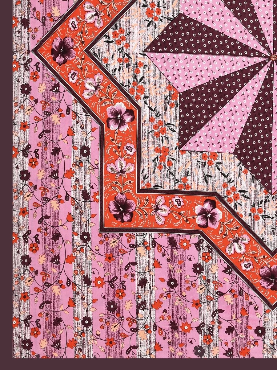 Jaipuri Hand Printed Queen Size Cotton Orange Bedsheet with Pillow Covers | Verified Sustainable by Brown Living™