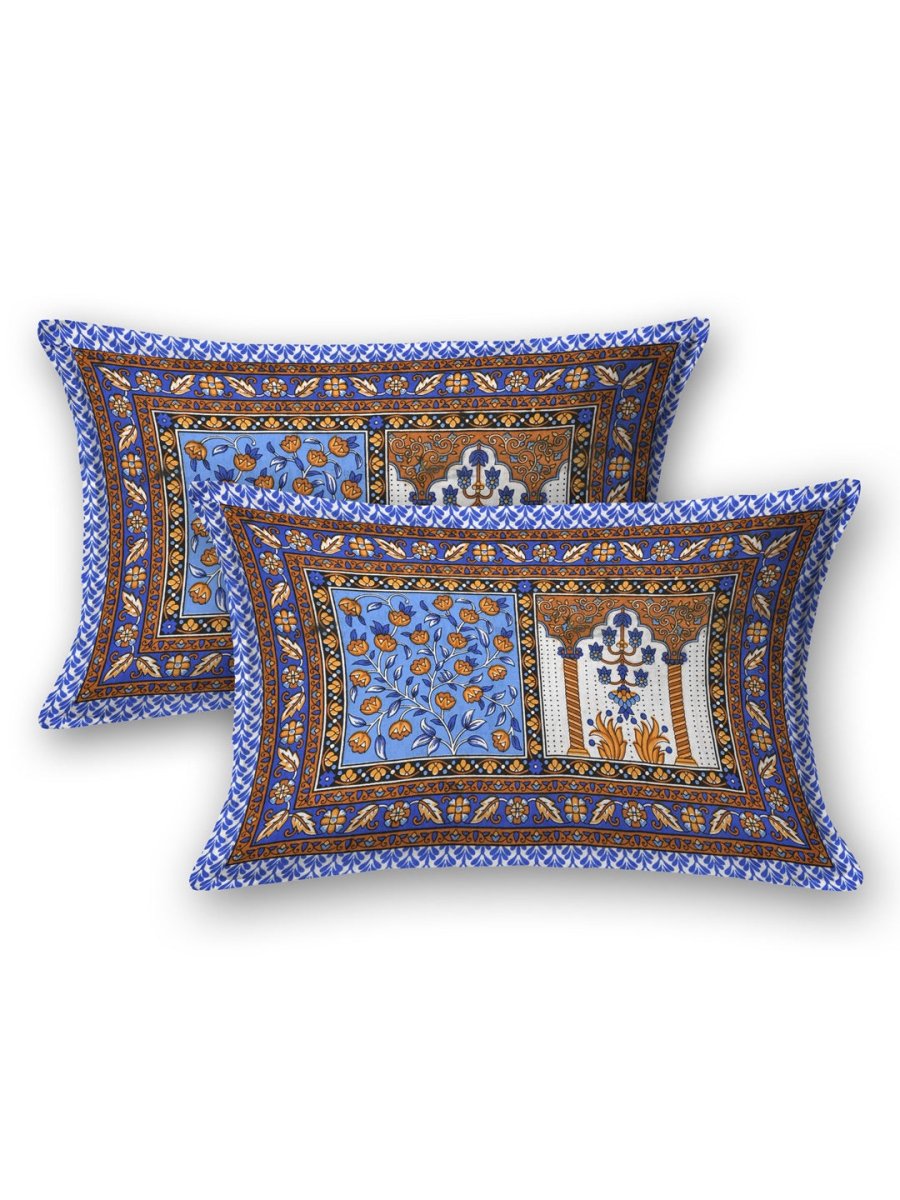 Jaipuri Hand Printed Queen Size Cotton Bedding Set - 611 | Verified Sustainable by Brown Living™