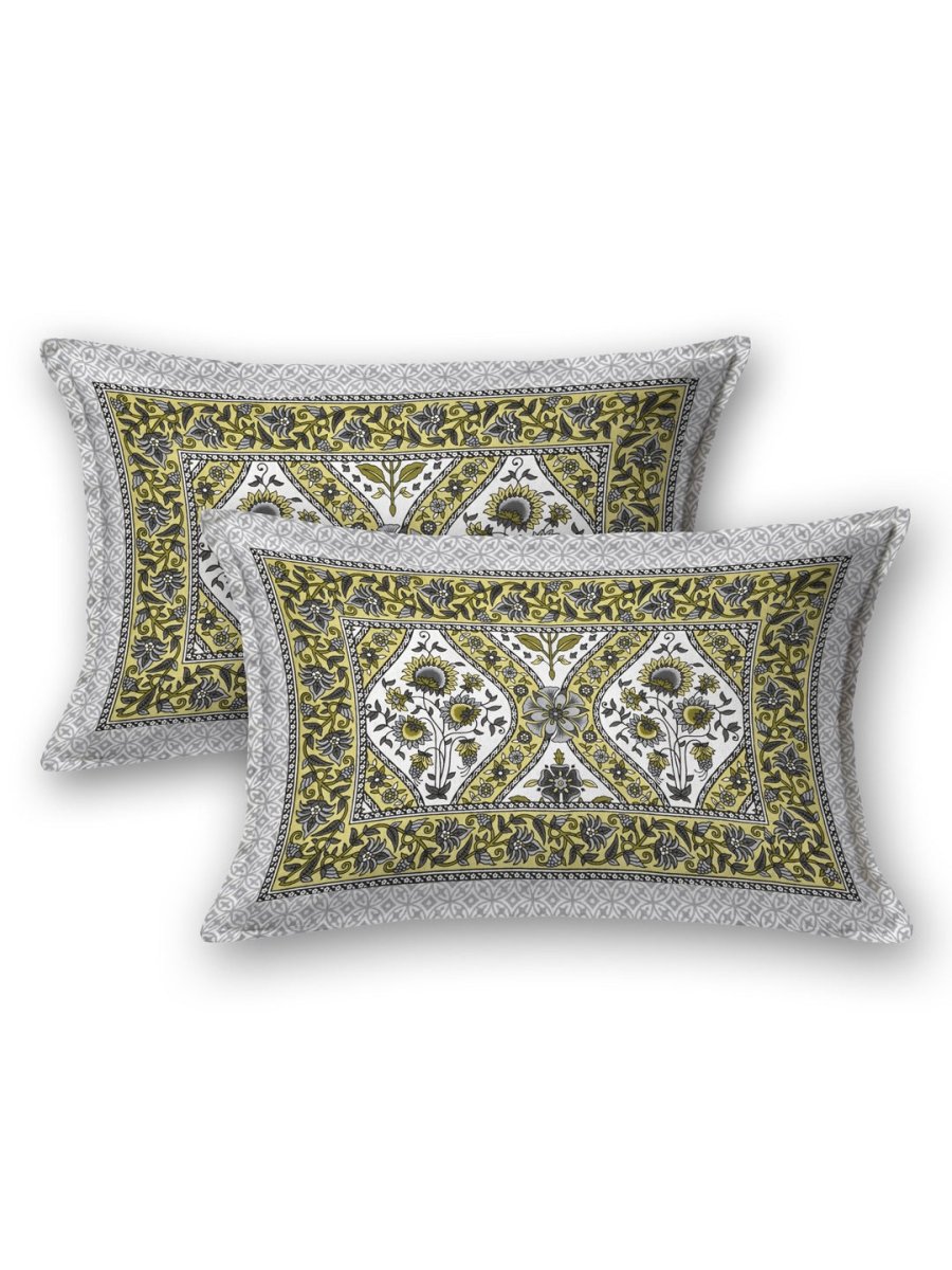 Jaipuri Hand Printed Queen Size Cotton Bedding Set - 630 | Verified Sustainable by Brown Living™