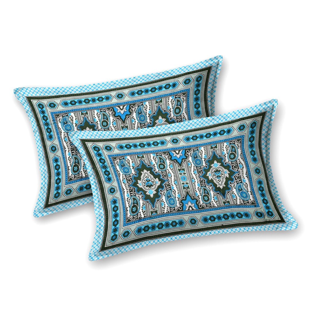 Jaipuri Hand Printed Queen Size Cotton Bedding Set - 631 | Verified Sustainable by Brown Living™