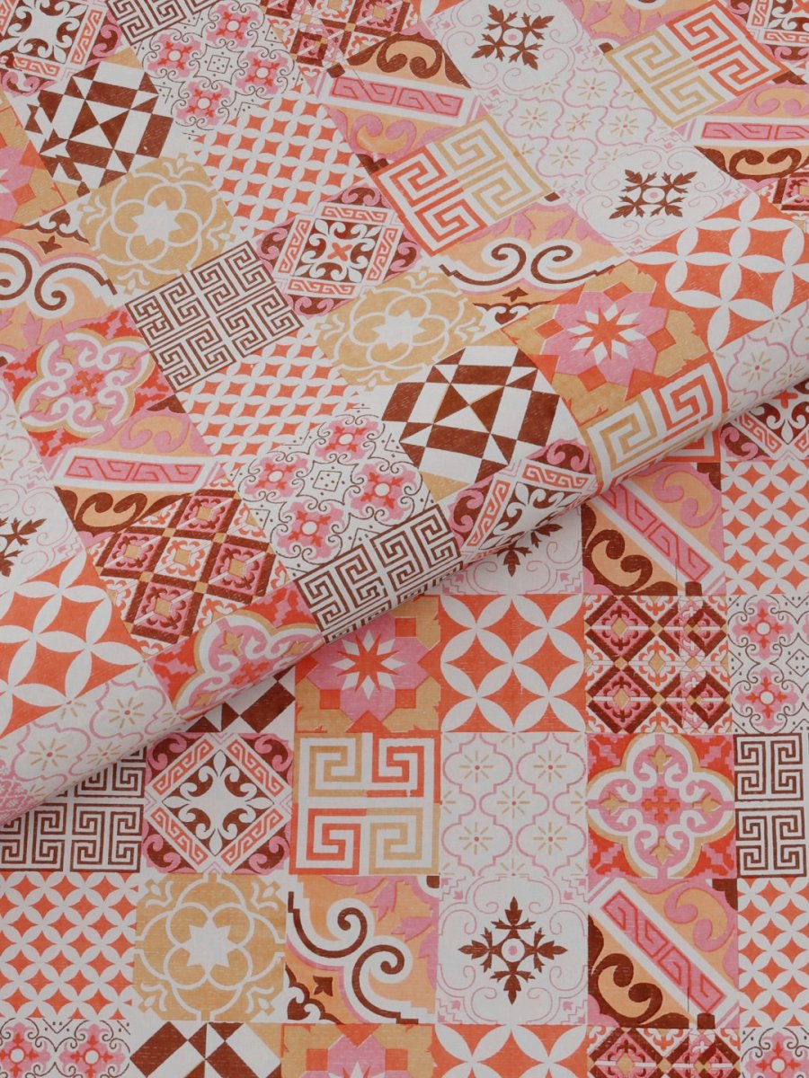 Jaipuri Print King Size 330 TC Pure Cotton Bedsheet with Pillow Covers - Orange | Verified Sustainable by Brown Living™