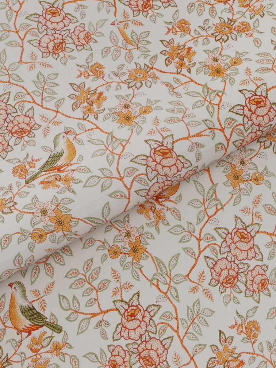 Jaipuri Print King Size 330 TC Pure Cotton Bedsheet with Pillow Covers - Orange | Verified Sustainable by Brown Living™