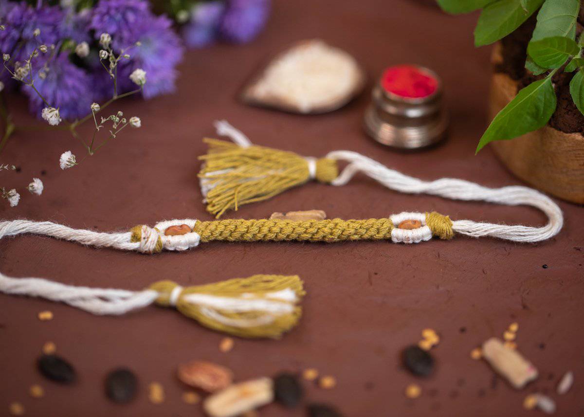 Jute - Eco - friendly Plantable Rakhi embedded with seeds – Rakhi on Brown Living™. SKU: 172 - 08470 - 21FO - 301. Img 1.