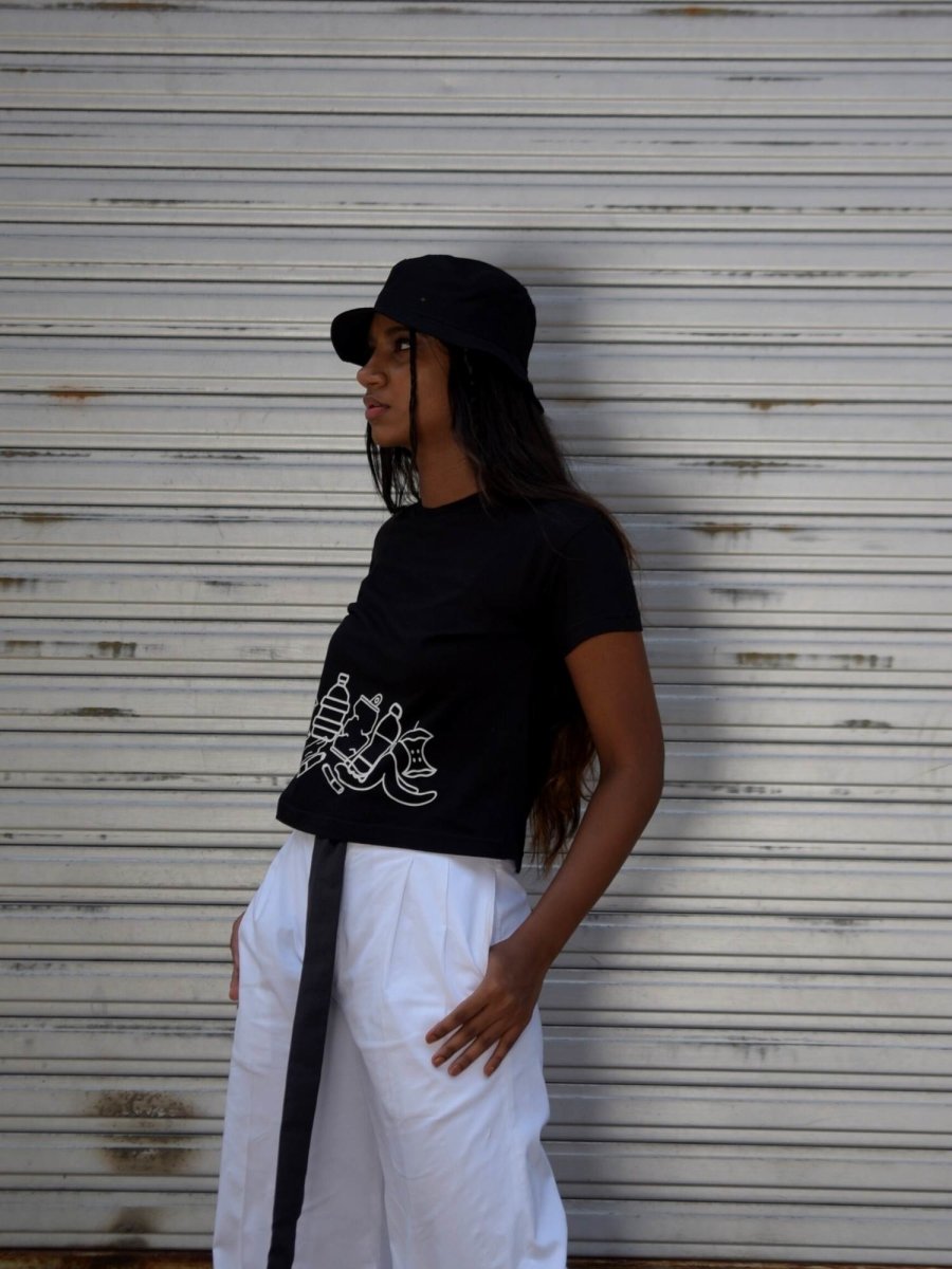 Kachra Crop Top | 100% Cotton Bio - Washed Fabric – Womens T-Shirt on Brown Living™. SKU: MKCT - S. Img 4.