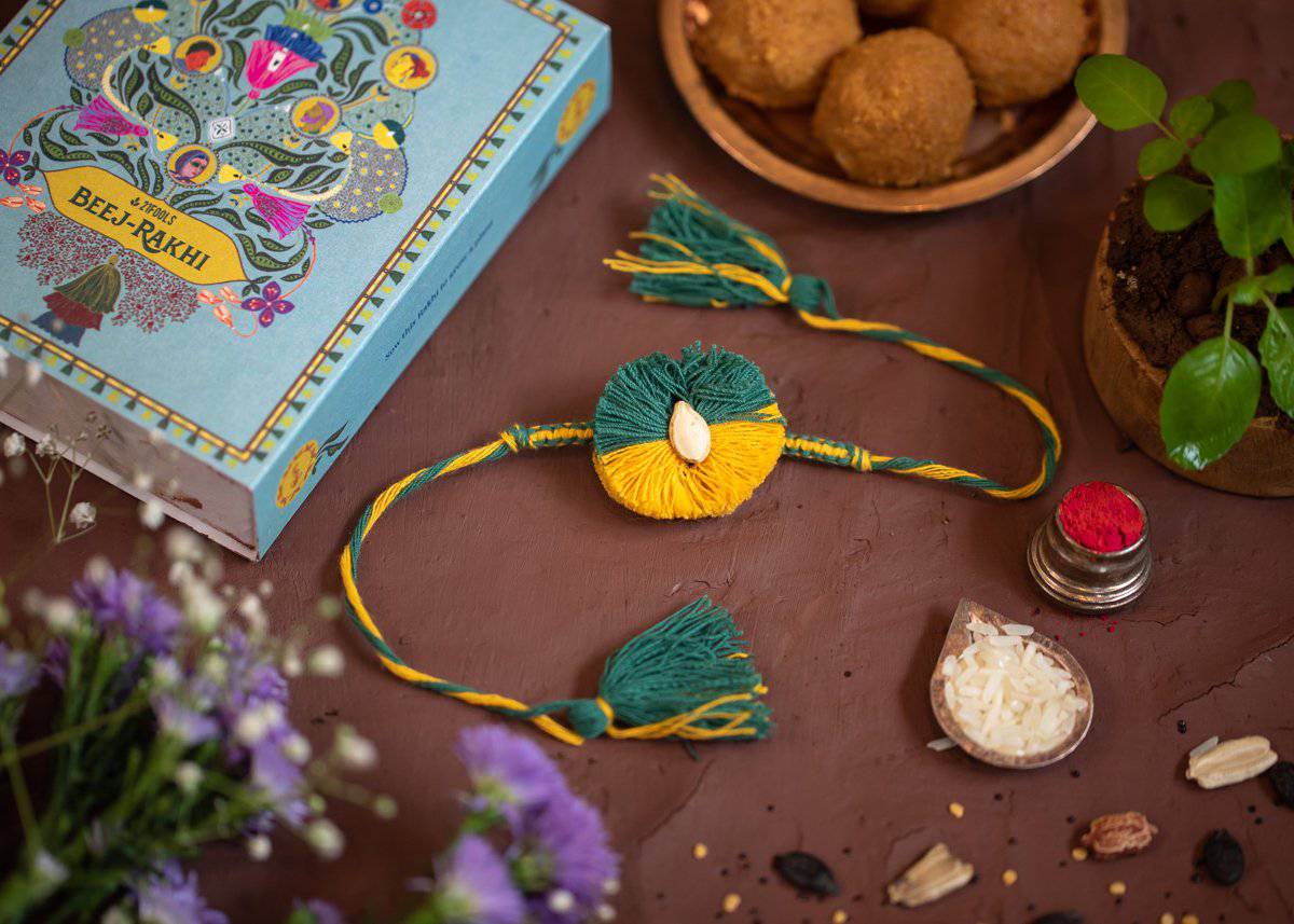 Kairi - Eco - friendly Plantable Rakhi embedded with seeds – Rakhi on Brown Living™. SKU: 172 - 08474 - 21FO - 305. Img 4.