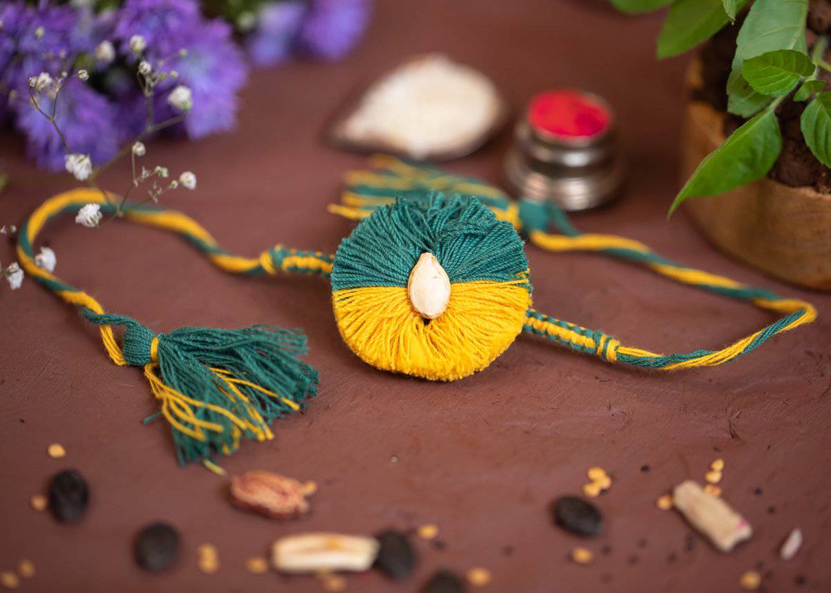 Kairi - Eco - friendly Plantable Rakhi embedded with seeds – Rakhi on Brown Living™. SKU: 172 - 08474 - 21FO - 305. Img 1.
