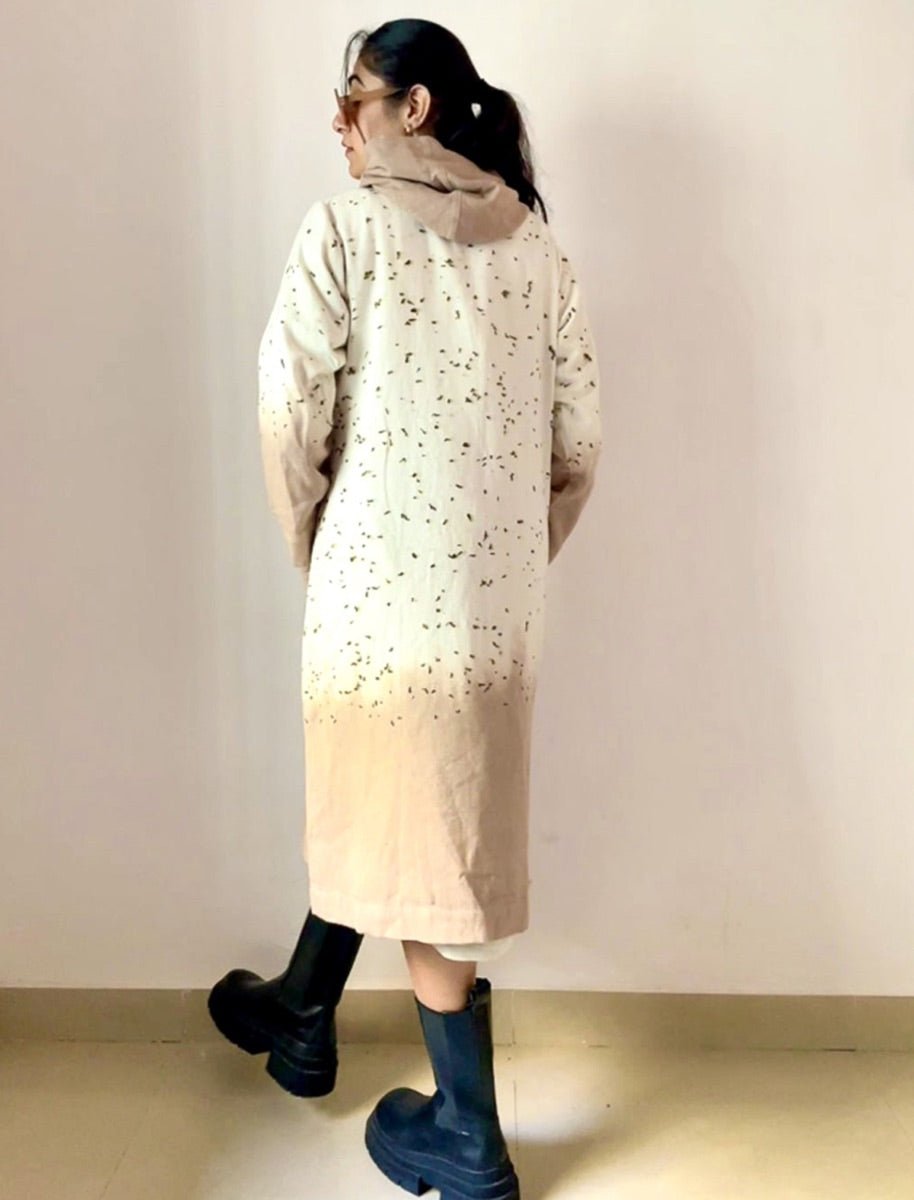 Handloom Cotton Shrug Natural Dye & Eco Printed with Flower Petals – Womens Jacket on Brown Living™. SKU: pH109_24BL8452. Img 5.