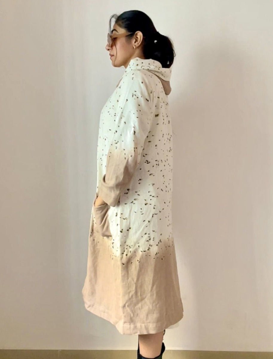 Handloom Cotton Shrug Natural Dye & Eco Printed with Flower Petals – Womens Jacket on Brown Living™. SKU: pH109_24BL8452. Img 4.