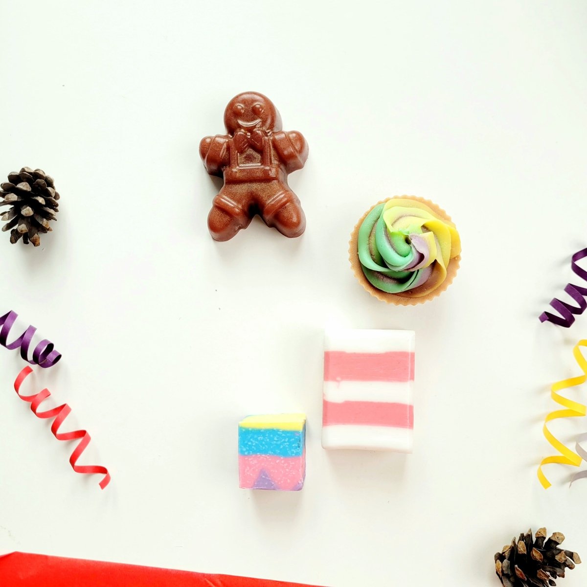 Kids Combo Bath Gift Set with Ginger Bread Man, Cupcake, Candy cane, Mini Rainbow soap | Verified Sustainable by Brown Living™