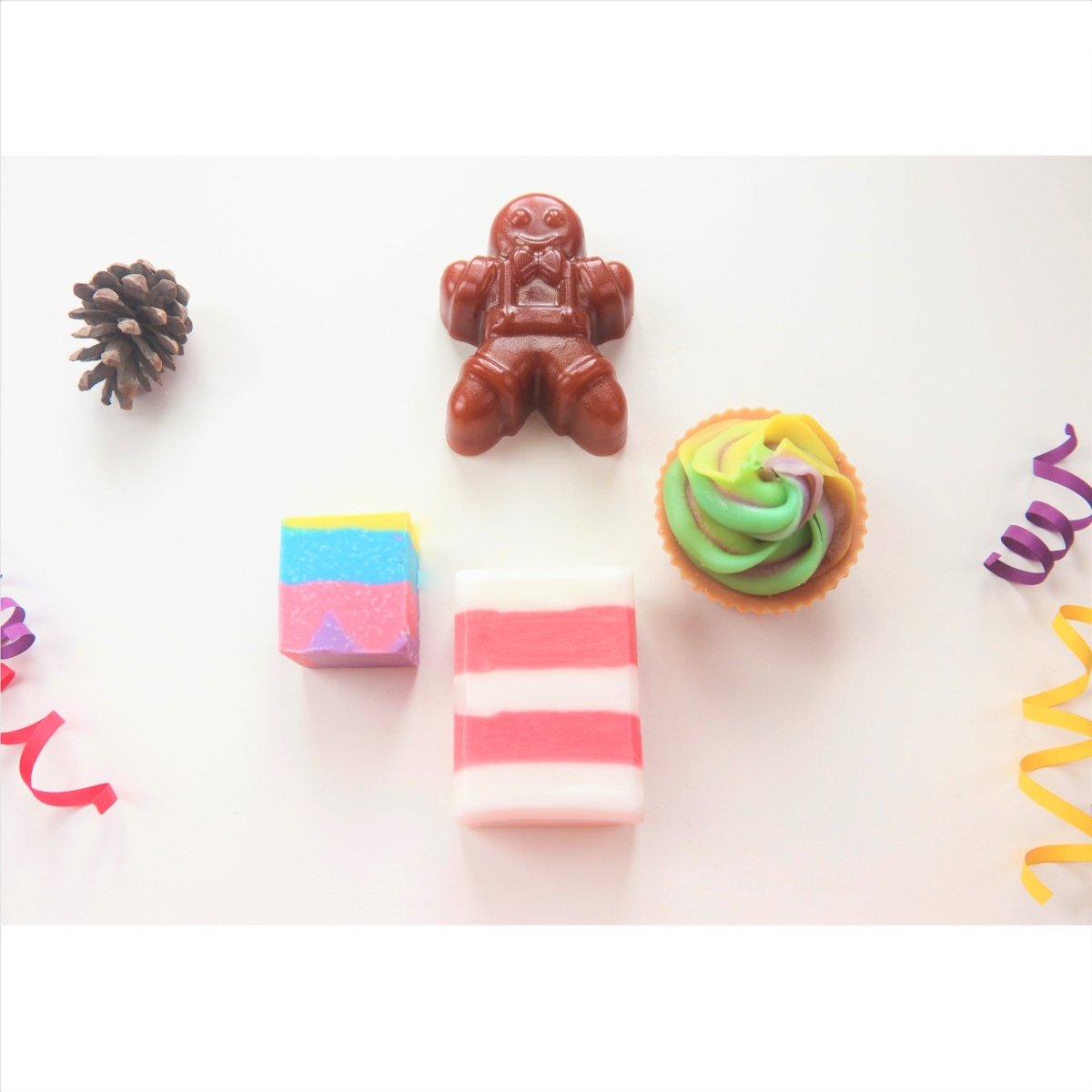 Kids Combo Bath Gift Set with Ginger Bread Man, Cupcake, Candy cane, Mini Rainbow soap | Verified Sustainable by Brown Living™