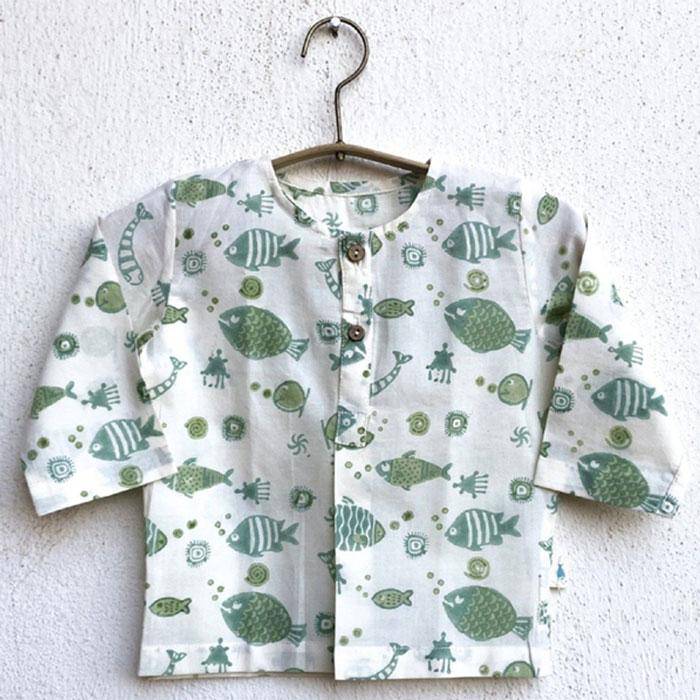 Koi Bag - Koi Mint And White Kurta with Mint Pants – Kids Daywear Sets on Brown Living™. SKU: 186 - 06149 - KOI - WHT - KURPJ1. Img 4.
