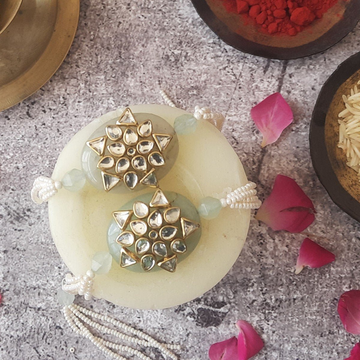 Kundan Rakhi On Semi Precious Stones | Verified Sustainable by Brown Living™