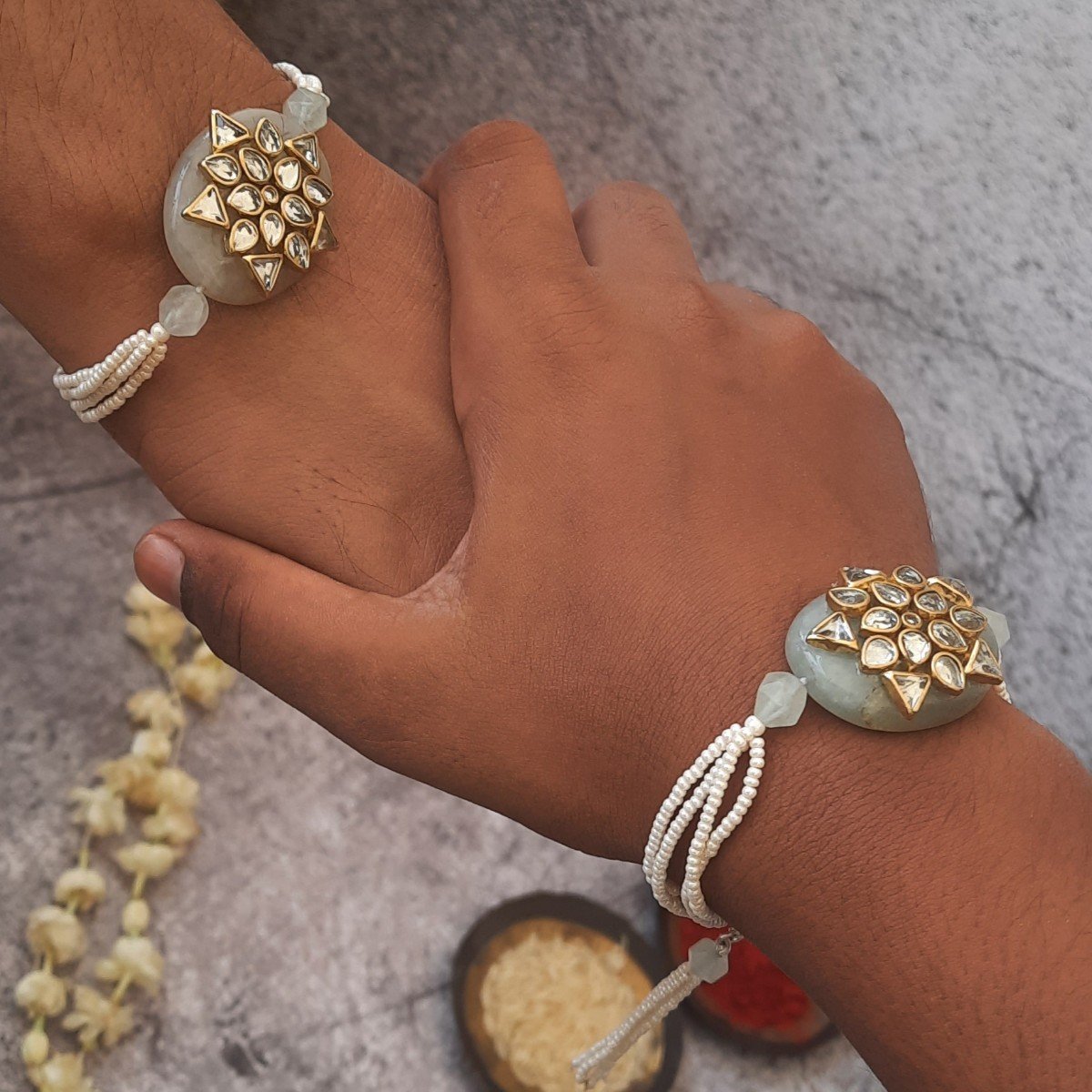 Kundan Rakhi On Semi Precious Stones | Verified Sustainable by Brown Living™