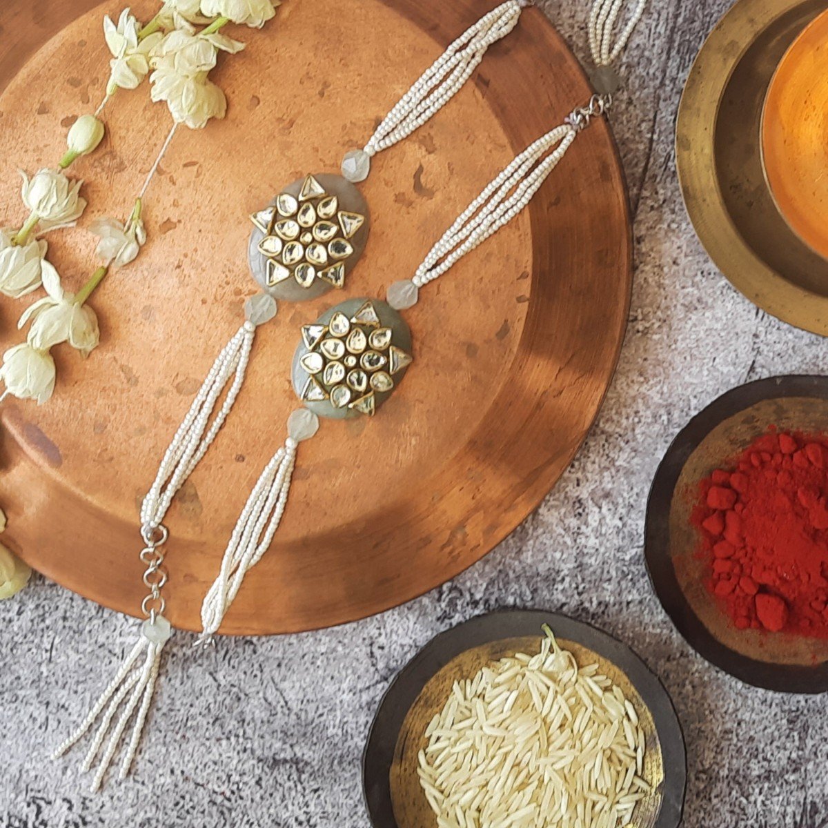 Kundan Rakhi On Semi Precious Stones | Verified Sustainable by Brown Living™