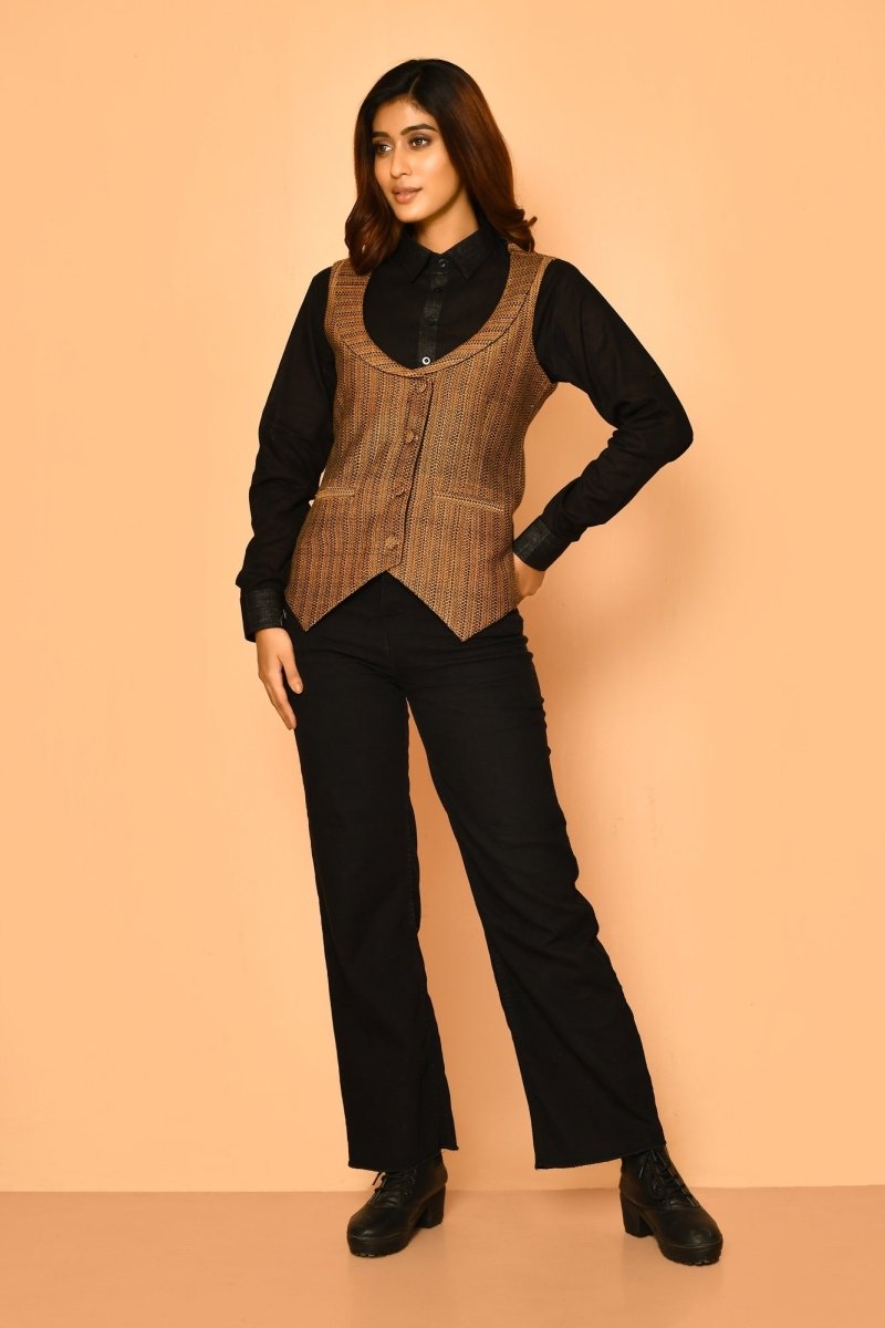 Buy Kyra Handloom Womens Cotton Jacket | Shop Verified Sustainable Womens Jacket on Brown Living™