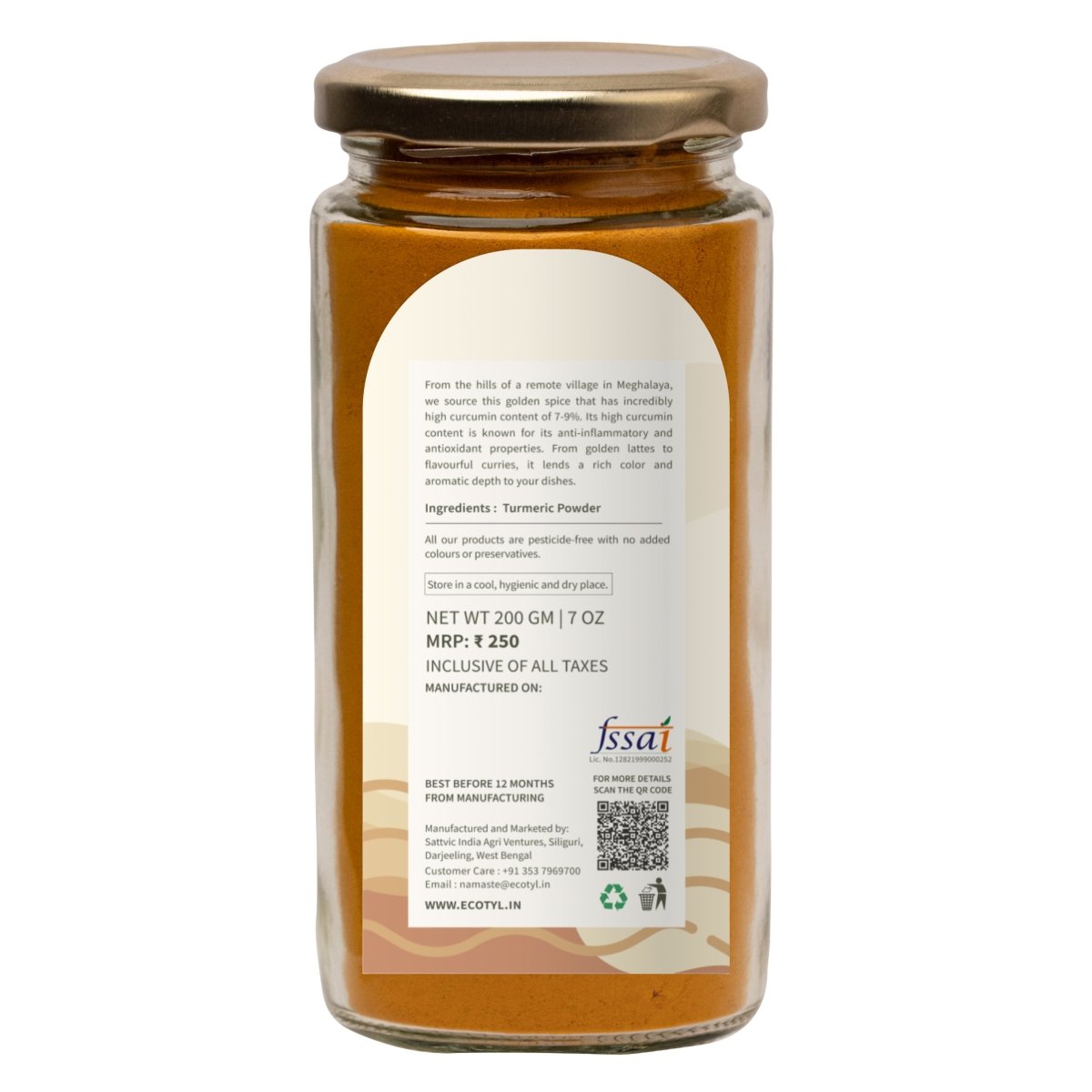 Lakadong Turmeric Powder for Strong Immunity | High Curcumin | 200g – Powder Drink Mixes on Brown Living™. SKU: ESFLT0BG200. Img 6.