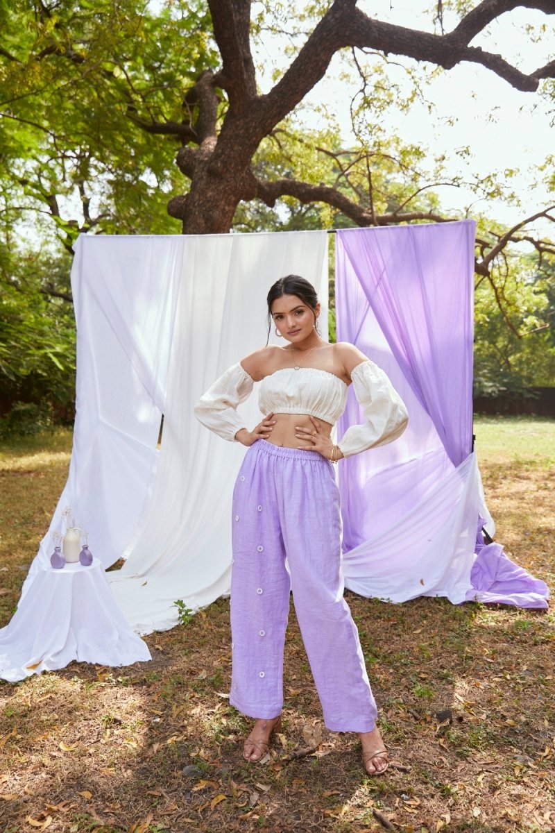 Purple clearance linen trousers