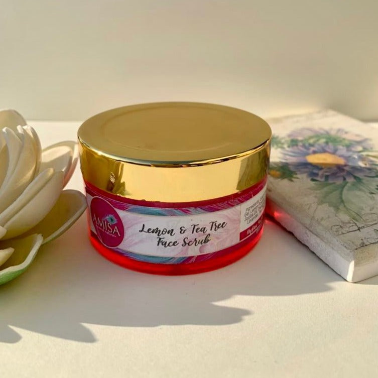 Lemon and Tea Tree Face Scrub – Face Scrub on Brown Living™. SKU: AM1006. Img 1.