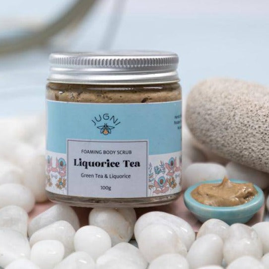 Liquorice Tea Body Scrub 90g | Anti - inflammatory and Anti - ageing – Body Scrub on Brown Living™. SKU: 231 - 09472 - SKUBS - LT - 01. Img 1.