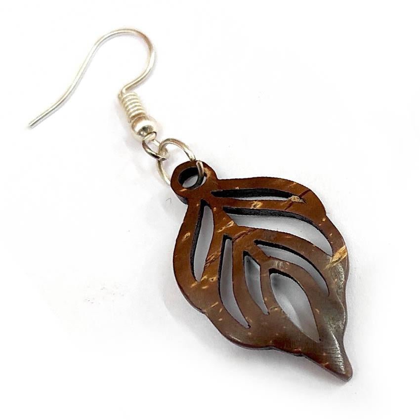 Lucky Leaf - Coconut Shell Earrings – Womens earrings on Brown Living™. SKU: 306 - 17866 - EGP03. Img 6.