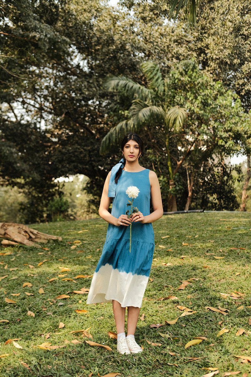 Lush Indigo Dress | Relaxed fit Khadi Dress | Verified Sustainable by Brown Living™