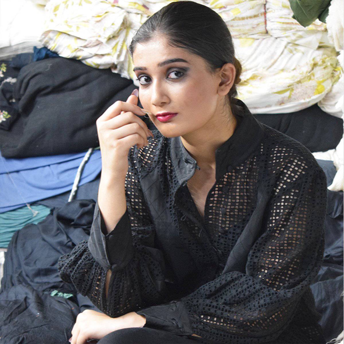Luxury From Waste Eyelet And Satin Top – Womens Top by Sonica Sarna available on Brown Living™. XS . SKU: 274 - 14254 - SSD - 161. Img 4.